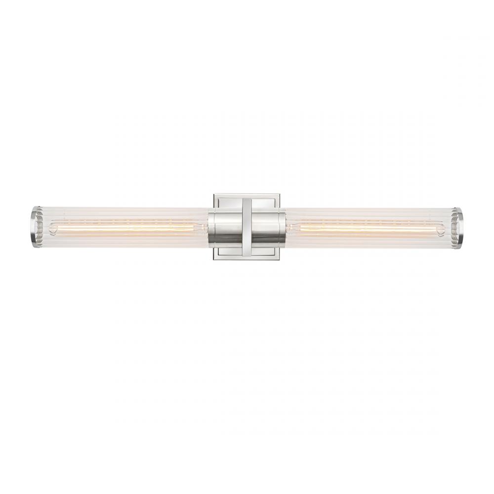 Positano - 2-Light Bathroom Vanity Light - Clear Glass/Polished Nickel