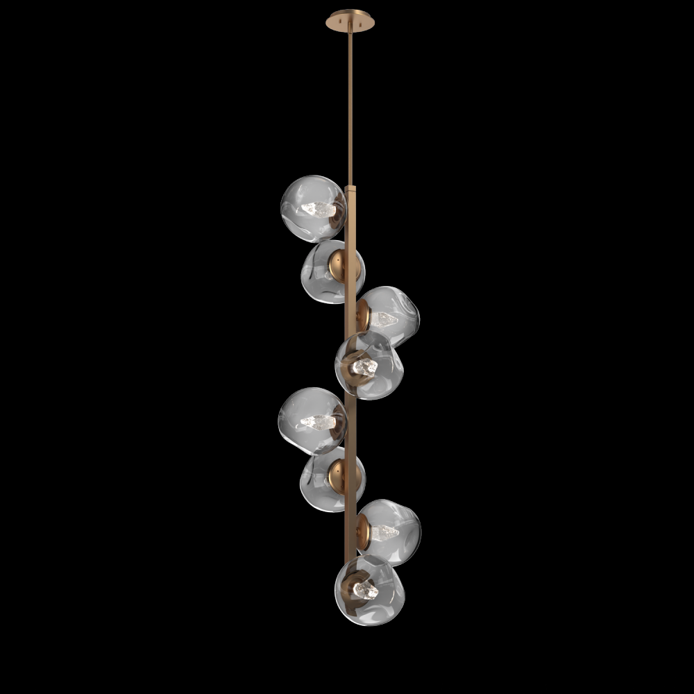 Luna 8pc Twisted Vine-Novel Brass-Geo Inner - Smoke Outer-Threaded Rod Suspension-LED 3000K