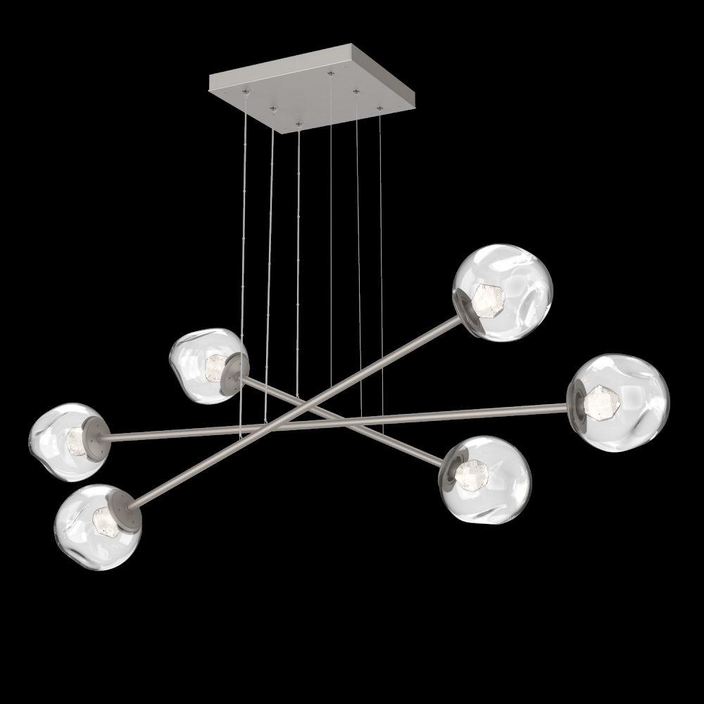 Luna Triple Moda-Beige Silver-Zircon Inner - Clear Outer-Stainless Cable-LED 3000K