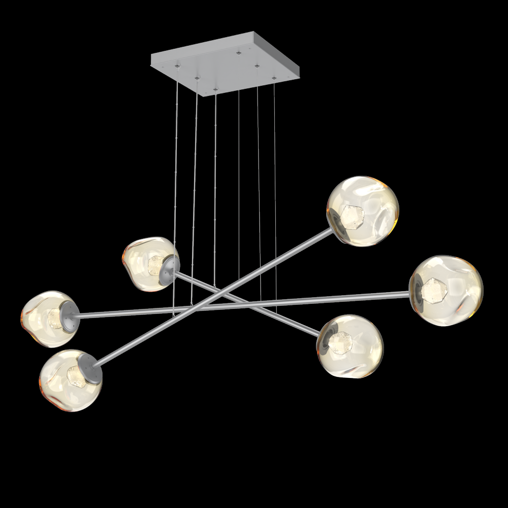 Luna Triple Moda-Classic Silver-Zircon Inner - Amber Outer-Stainless Cable-LED 2700K