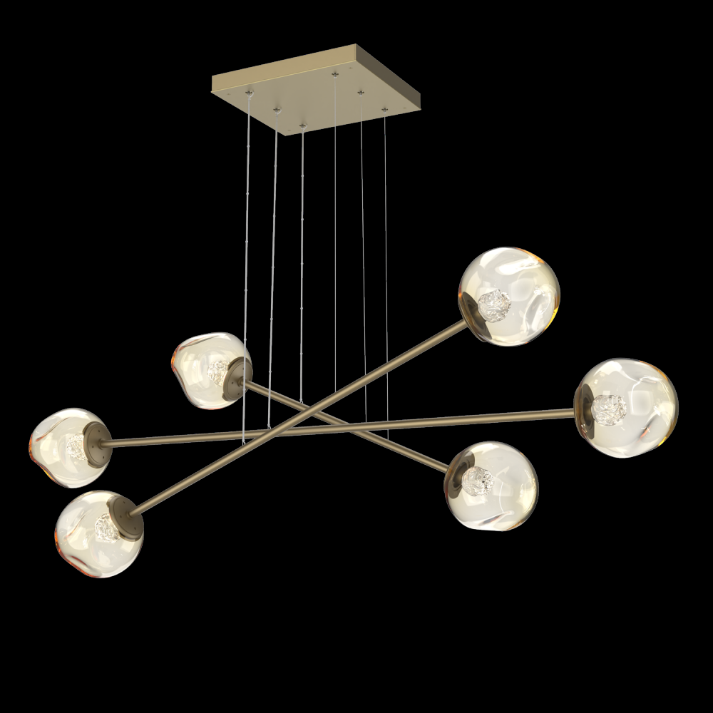 Luna Triple Moda-Gilded Brass-Floret Inner - Amber Outer-Stainless Cable-LED 3000K