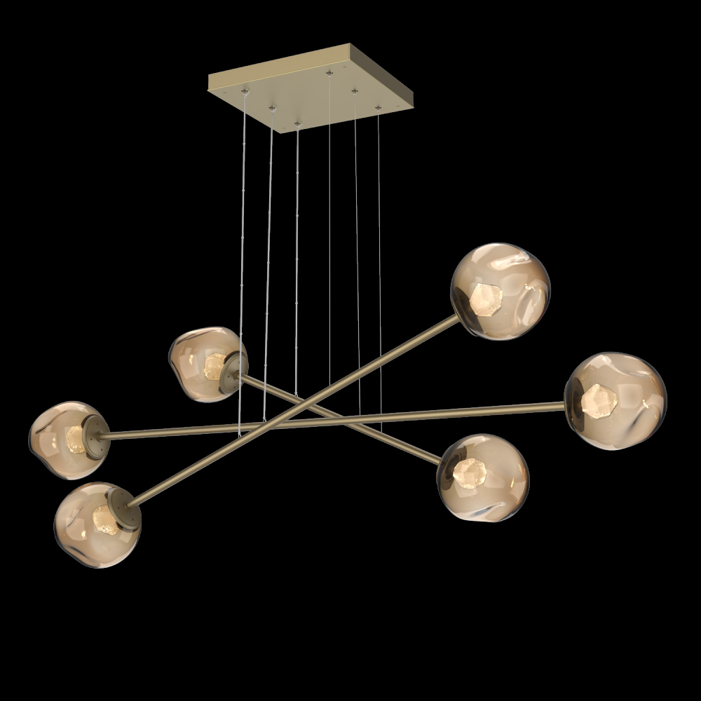 Luna Triple Moda-Gilded Brass-Zircon Inner - Bronze Outer-Stainless Cable-LED 3000K