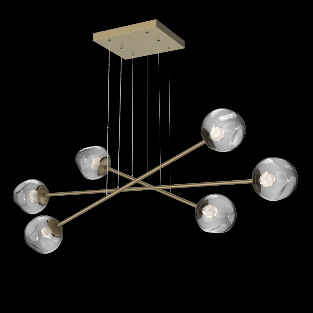 Luna Triple Moda-Gilded Brass-Zircon Inner - Smoke Outer-Stainless Cable-LED 3000K