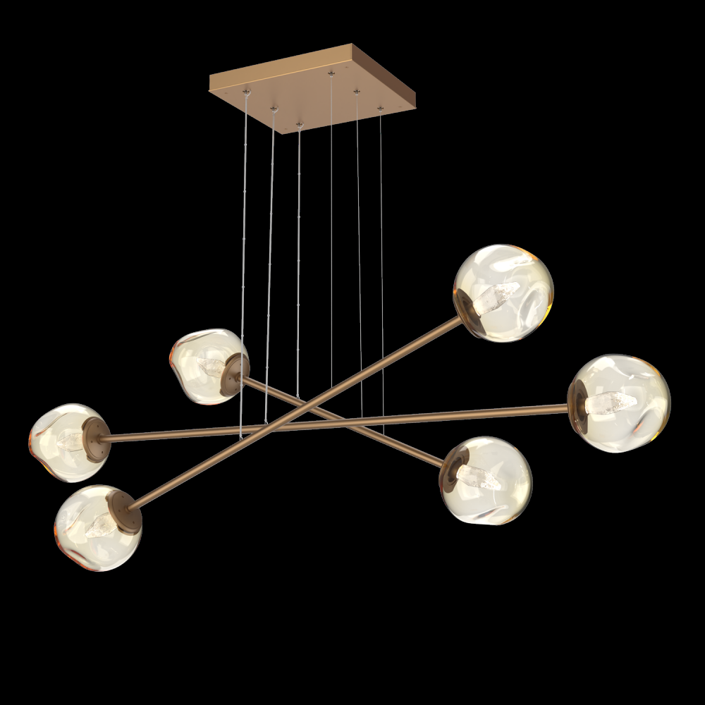 Luna Triple Moda-Novel Brass-Geo Inner - Amber Outer-Stainless Cable-LED 3000K
