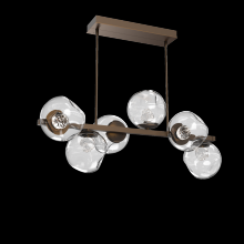 Hammerton PLB0086-T6-FB-FC-001-L3 - Luna 6pc Twisted Branch-Flat Bronze-Floret Inner - Clear Outer-Threaded Rod Suspension-LED 3000K