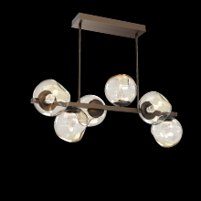 Hammerton PLB0086-T6-FB-GA-001-L1 - Luna 6pc Twisted Branch-Flat Bronze-Geo Inner - Amber Outer-Threaded Rod Suspension-LED 2700K