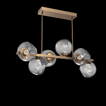Hammerton PLB0086-T6-NB-GS-001-L3 - Luna 6pc Twisted Branch-Novel Brass-Geo Inner - Smoke Outer-Threaded Rod Suspension-LED 3000K