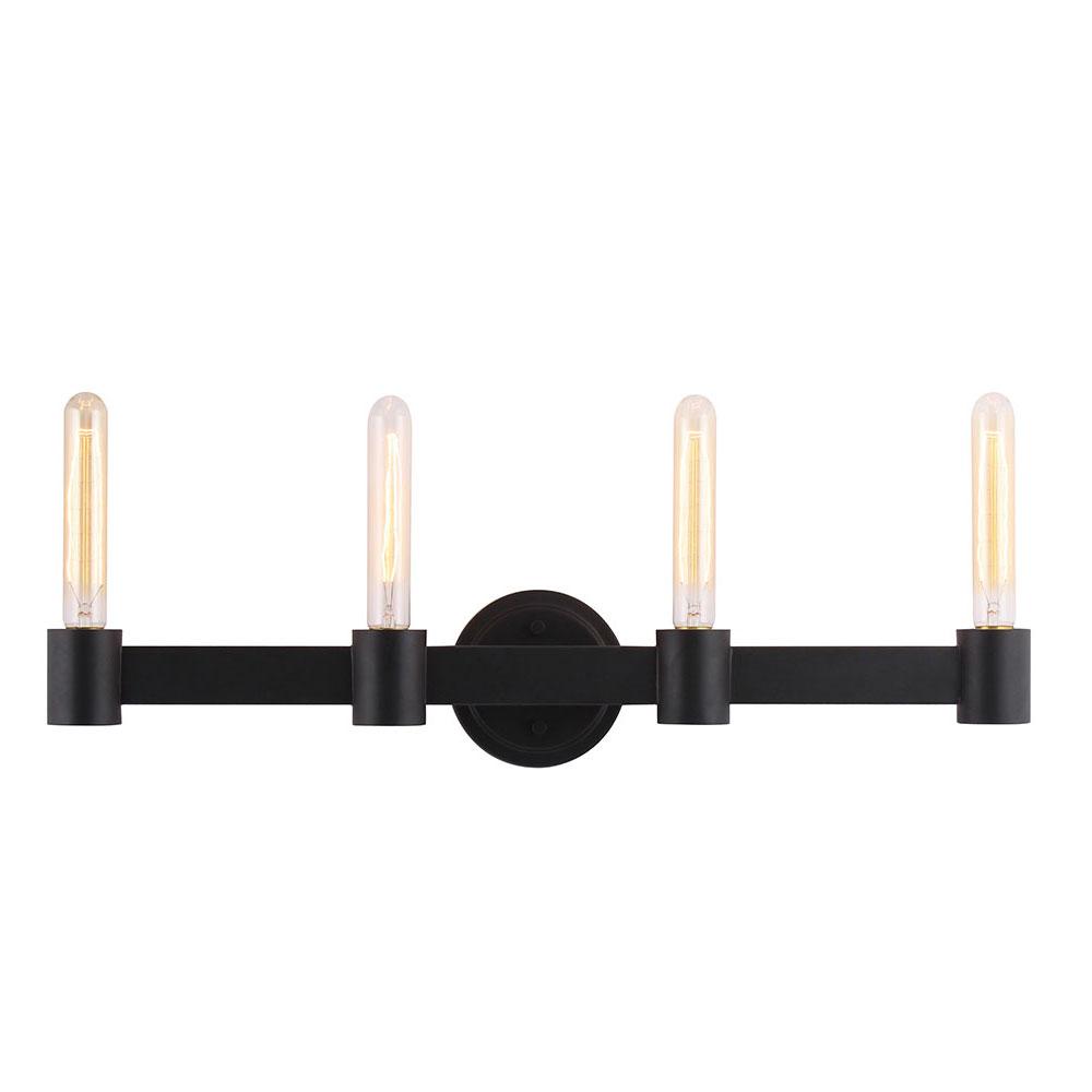 4x60W bath/vanity light with matte black finish and open bulbs
