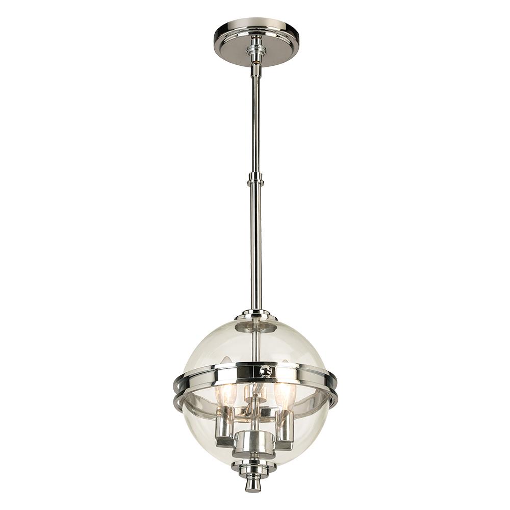 2 LT Pendant w/ Chrome Finish & Clear Sphere Shaped Glass Shade