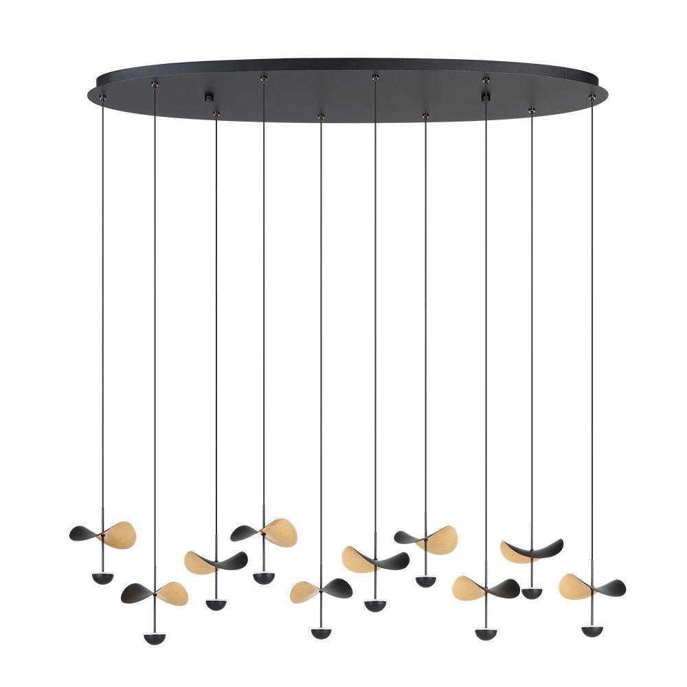 10 LT integrated LED Linear Pendant with a Black and Brushed Brass Finish