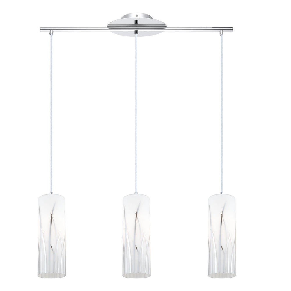 3x100W Multi Light Pendant w/ Chrome Finish & White & Chrome DÃ©cor