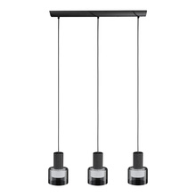 Eglo 204822A - 3 LT Linear Pendant w/ Black Finish & White Interior & Clear Outer Glass Shade