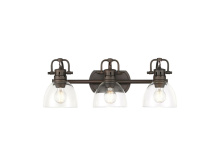 Golden 3602-BA3 RBZ-CLR - Duncan 3-Light Bath Vanity in Rubbed Bronze with Clear Glass