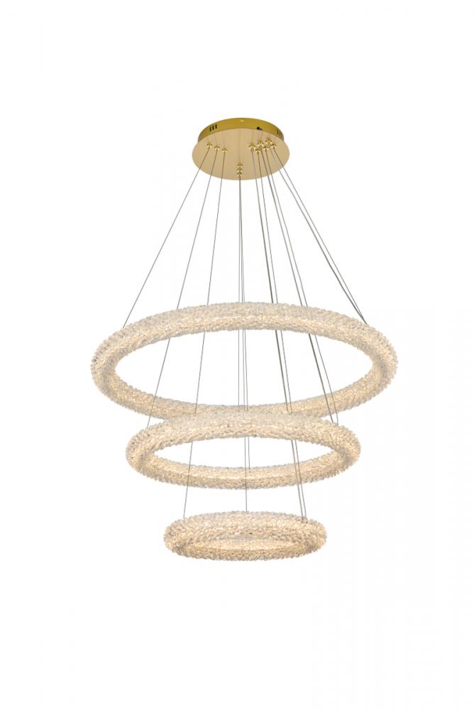 Bowen Hang D31.5+D23.5"+D16" LED 96W DIM 3CCT  Satin Gold