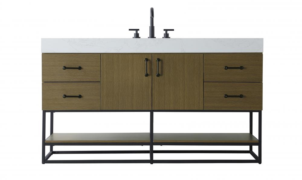Vanity Cabinet 2Dr 4Dw 60x21.5x34 Chestnut Brown
