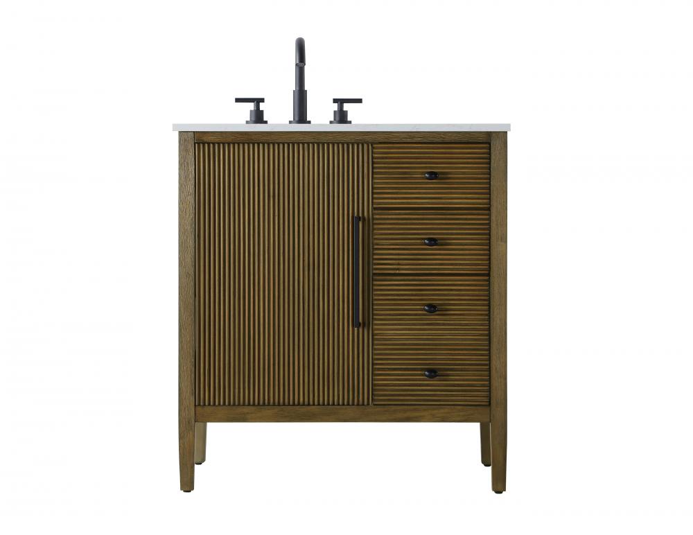 Vanity Cabinet 1Dr 3Dw 32x21.5x35 Hazel Oak