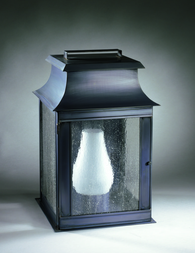 Pagoda Wall Top Antique Copper Medium Base Socket With Chimney Frosted Glass